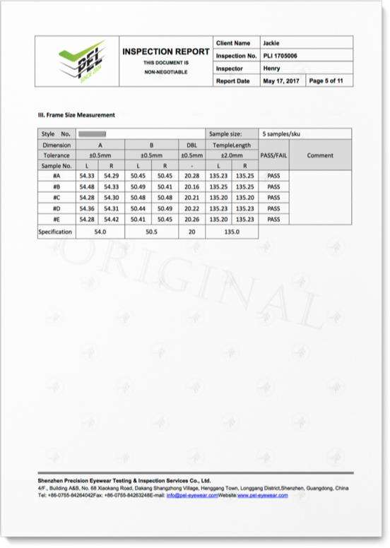 Testing Frame Size Measurements